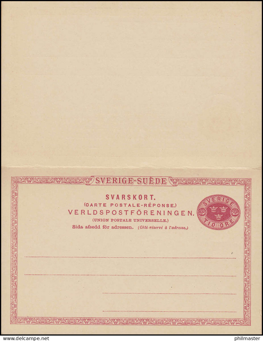 Postkarte P 22 SVERIGE-SUEDE 10/10 Öre, GÖTEBORG 7.12.1894 Als Ortsdoppelkarte - Enteros Postales