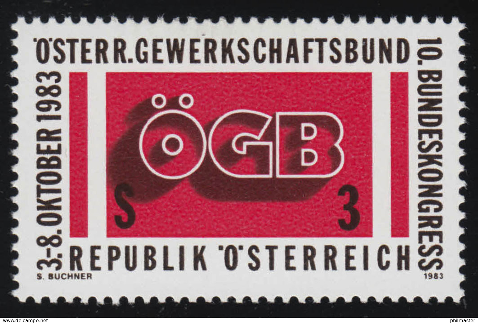 1754 Bundeskongress Österreichischer Gewerkschaftsbund, ÖGB Emblem, 3 S, ** - Nuovi