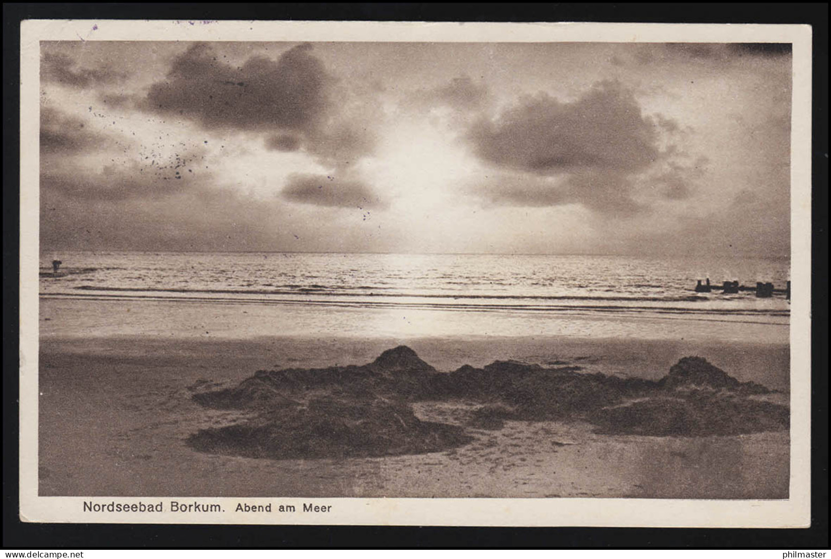 Foto AK Abend Meer Nordseebad Feldpost Marine BORKUM /EMDEN Zensur 29.3.1915 - Other & Unclassified