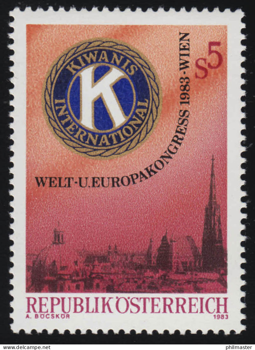 1744 Welt - Und Europakongress Kiwanis, Wien, Emblem Stadtansicht Wien, 5 S ** - Ongebruikt