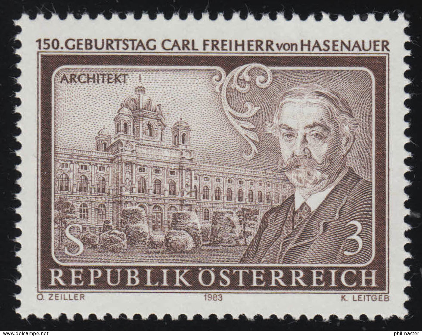 1746 150. Geburtstag, Carl Freiherr Von Hasenauer, Architekt, 3 S, Postfrisch ** - Neufs