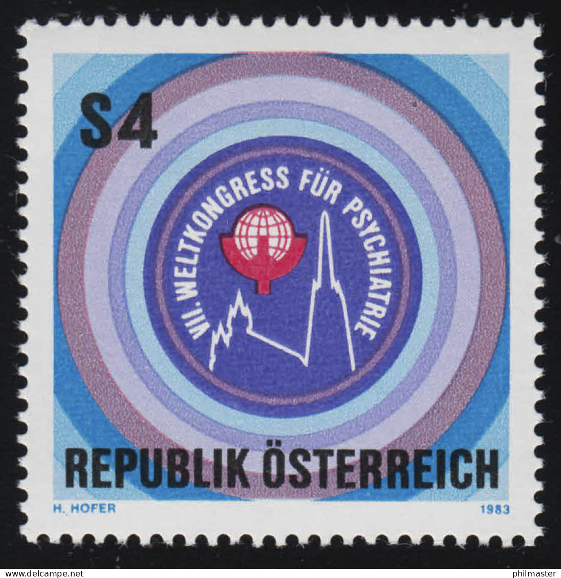 1745 Weltkongress Für Psychatrie, Wien, Emblem Und Stephansdom 4 S Postfrisch ** - Unused Stamps