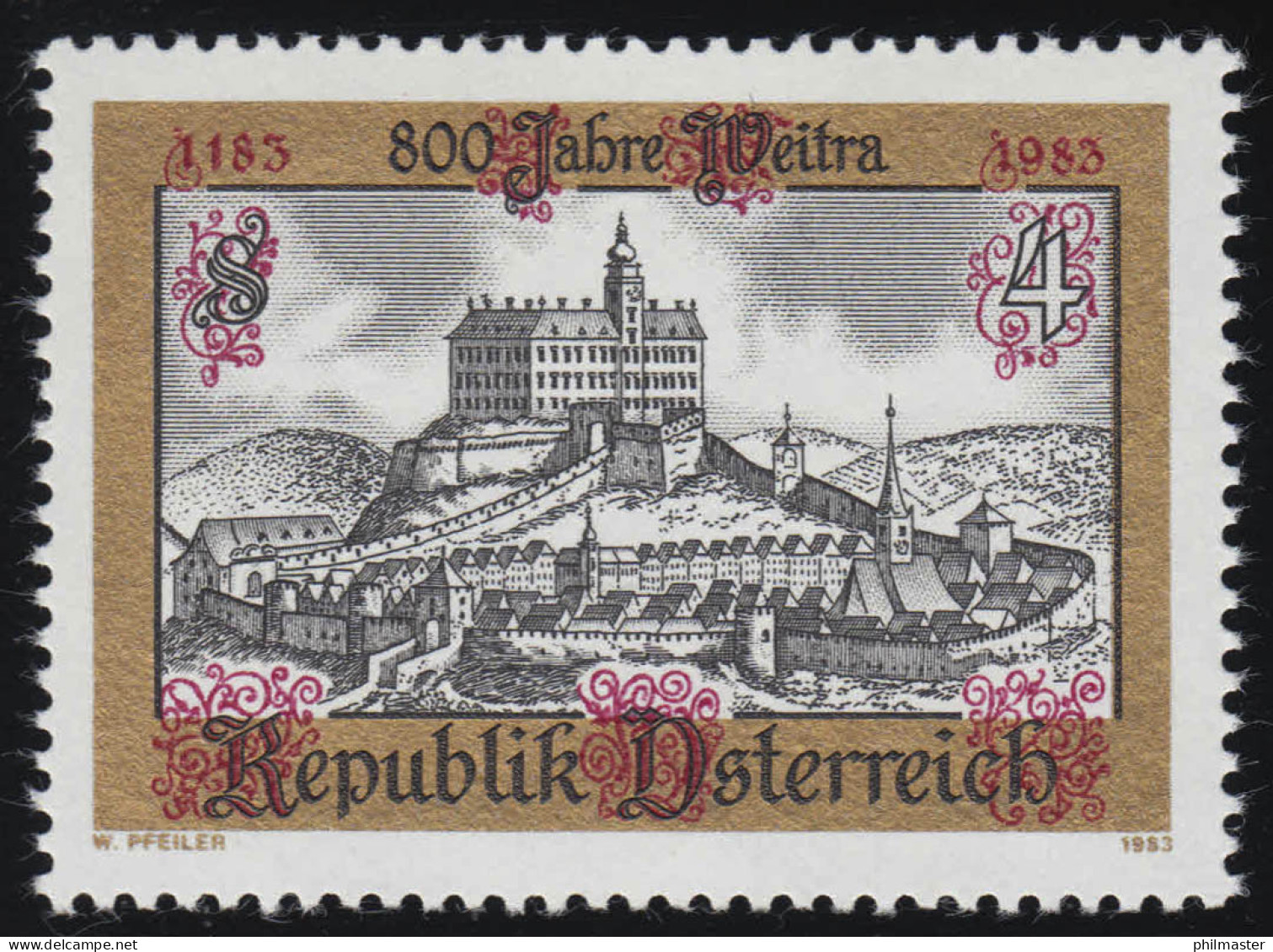 1740 800 Jahre Stadt Weitra, Historische Ansicht Weitra, 4 S Postfrisch ** - Unused Stamps