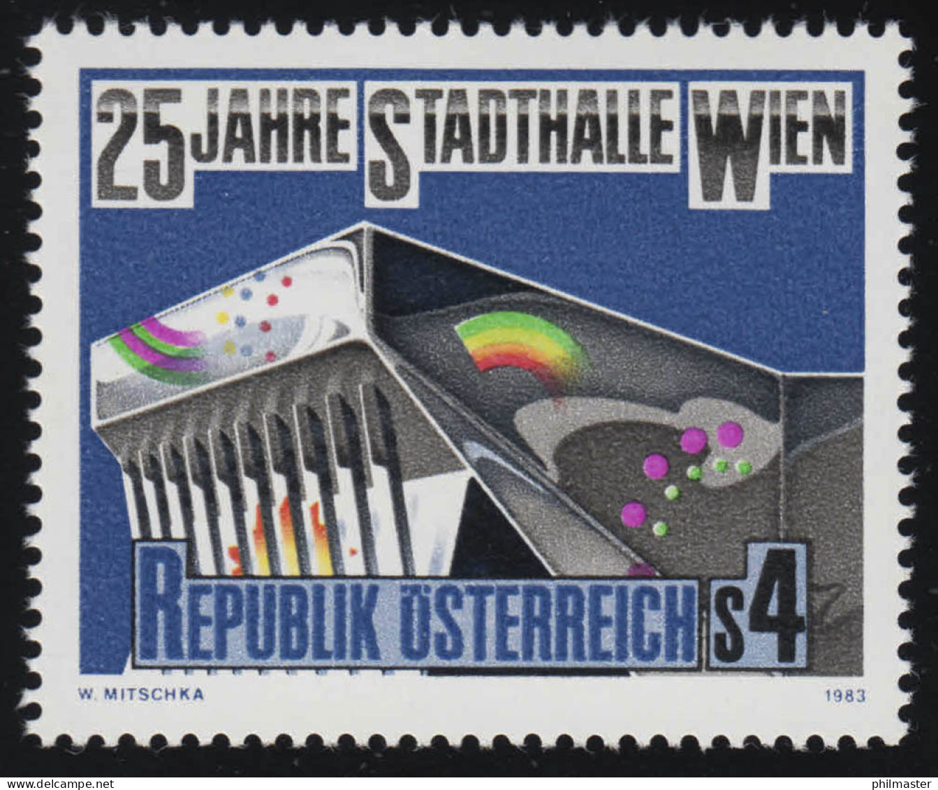 1742 25 Jahre Wiener Stadthalle, Teile Der Wiener Stadthalle, 4 S Postfrisch ** - Unused Stamps