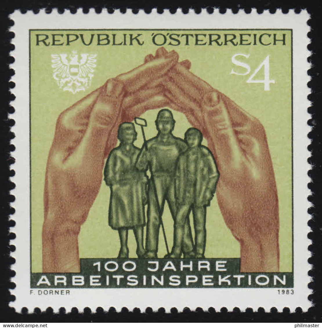 1735 100 Jahre Abeitsinspektion, Schützende Hände, Arbeiter, 4 S Postfrisch ** - Unused Stamps