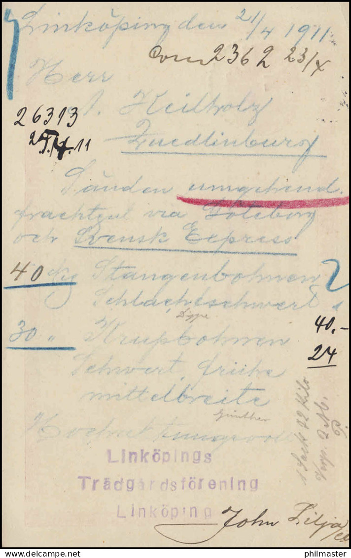 Postkarte P 25 SVERIGE-SUEDE 10 Öre Mit DV 907, LINKKÖPING 21.4.1911 - Postwaardestukken