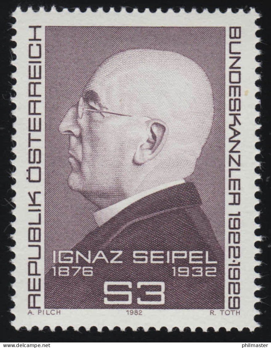 1712 50. Todestag, Ignaz Seipel, Politiker Bundeskanzler, 3 S, Postfrisch ** - Unused Stamps