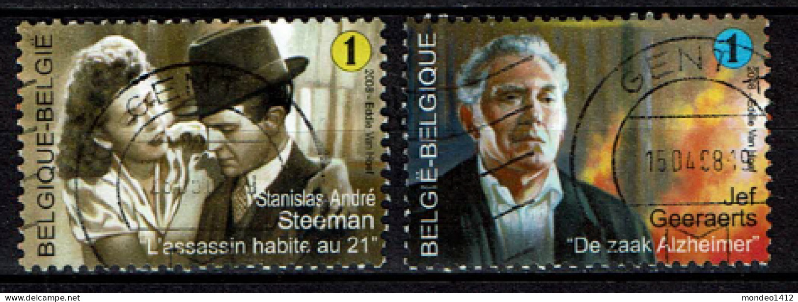 België OBP 3764/3765 - Literatuur, Dedectiveroman, S-A Steeman, Jef Geeraerts - Gebruikt