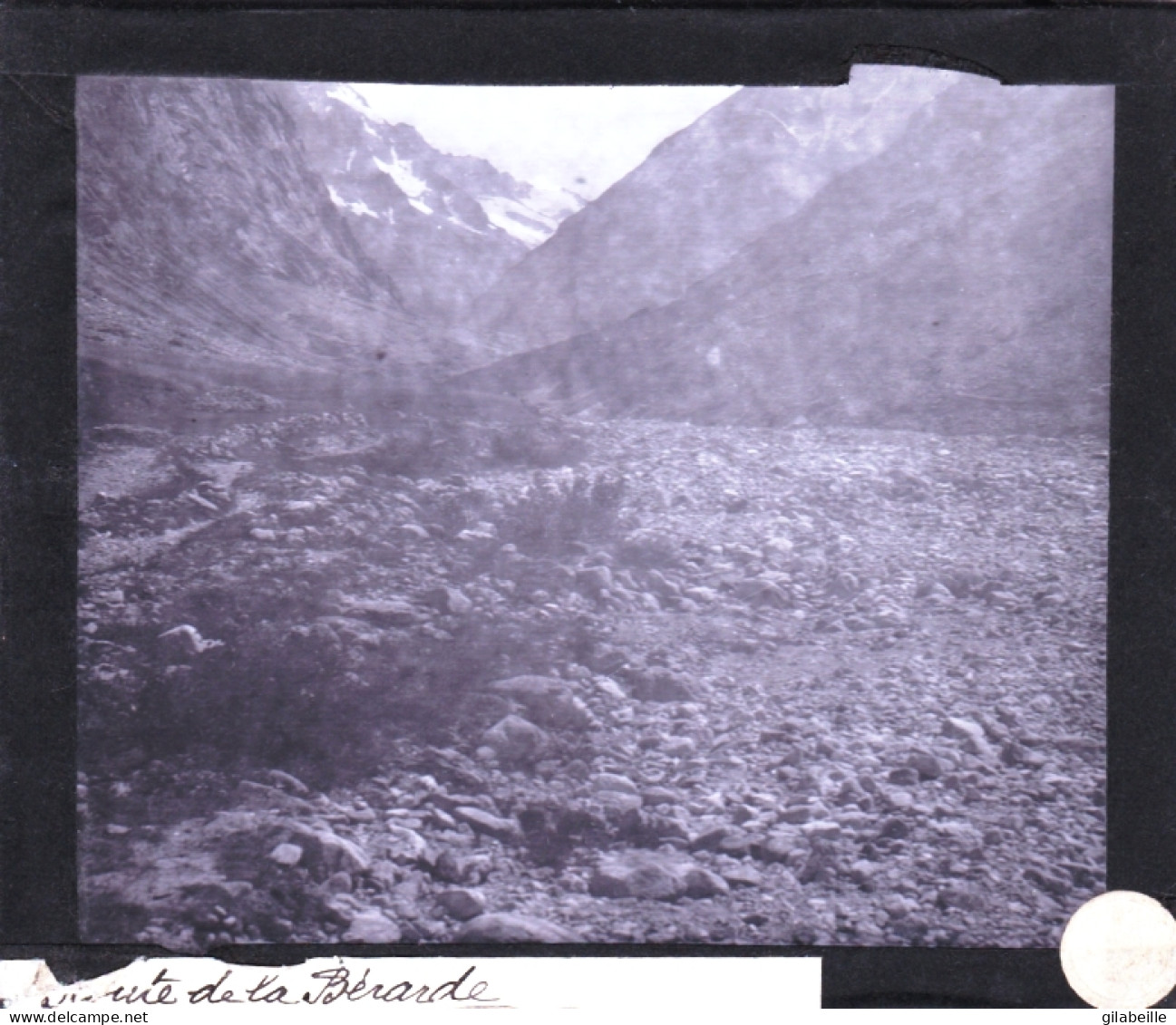 PLAQUE DE VERRE -  Photo  - Les Alpes -route De La BERARDE ( Saint-Christophe-en-Oisans )  - Année  1890 - Glasdias