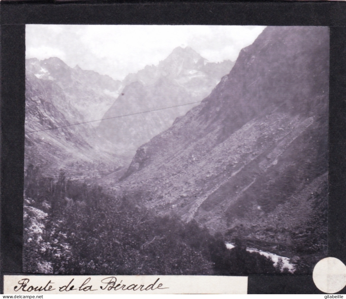 PLAQUE DE VERRE -  Photo - Les Alpes -route De La BERARDE ( Saint-Christophe-en-Oisans )  - Année  1890 - Glasdias