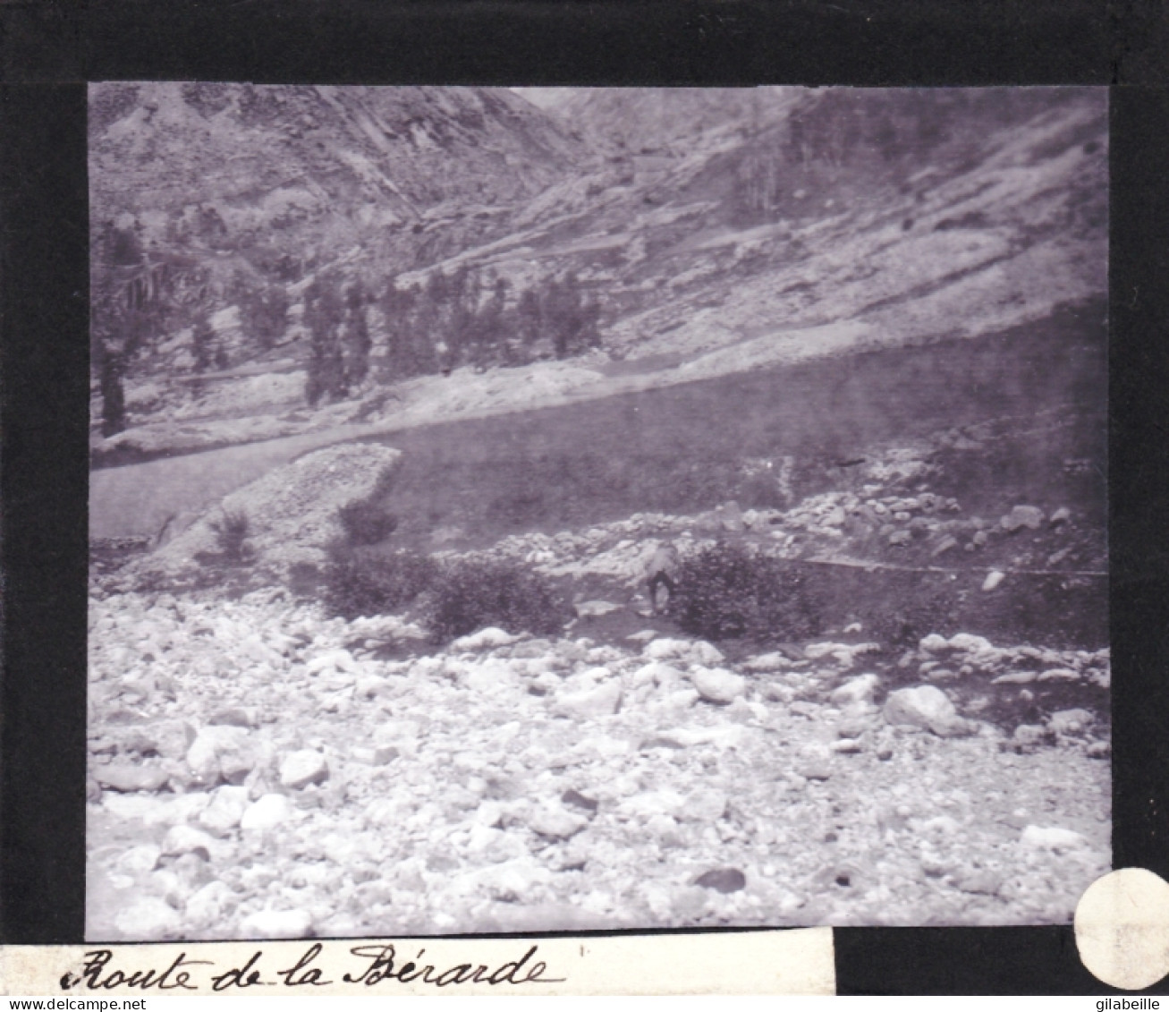 PLAQUE DE VERRE -  Photo  - Les Alpes -route De La BERARDE ( Saint-Christophe-en-Oisans )  - Année  1890 - Glasplaten