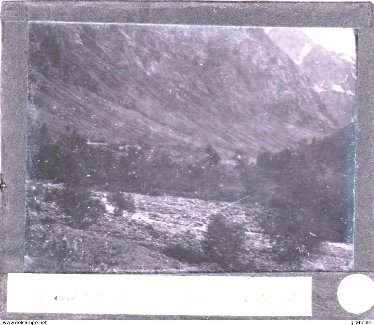 PLAQUE DE VERRE -  Photo  - Les Alpes  La BERARDE ( Saint-Christophe-en-Oisans )  - Année  1890 - Glass Slides