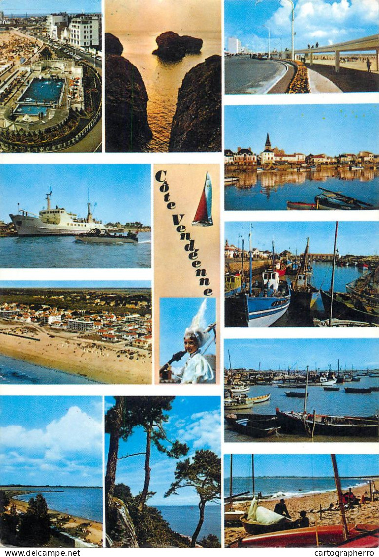 Navigation Sailing Vessels & Boats Themed Postcard La Cote Vendee - Sailing Vessels