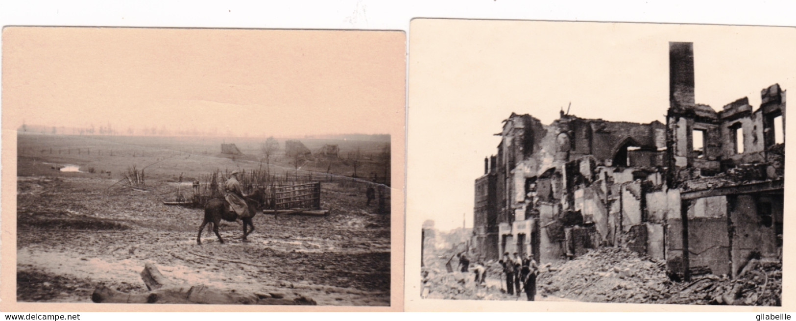 Photo Originale - 1941 - Guerre 1939/45  - Invasion De La Yougoslavie - Ruines Apres Bataille - Lot 2 Photos - Krieg, Militär