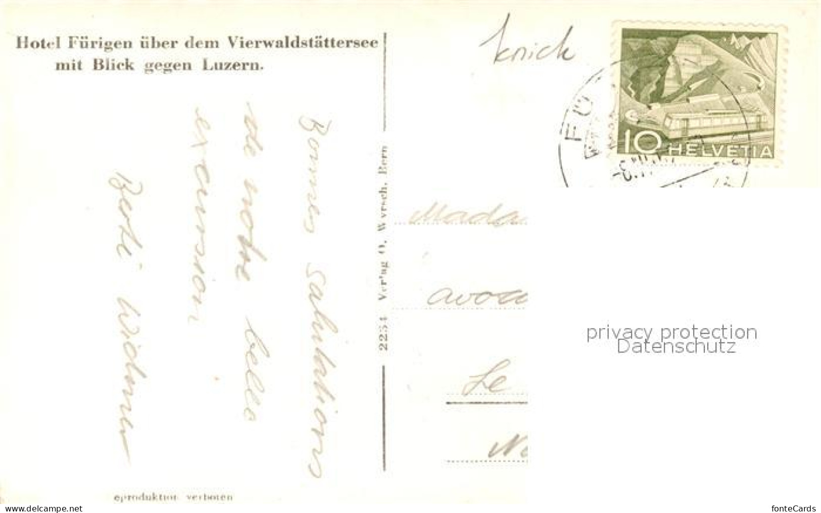 13191928 Vierwaldstaettersee SZ Hotel Fuerigen Mit Blick Nach Luzern Vierwaldsta - Other & Unclassified