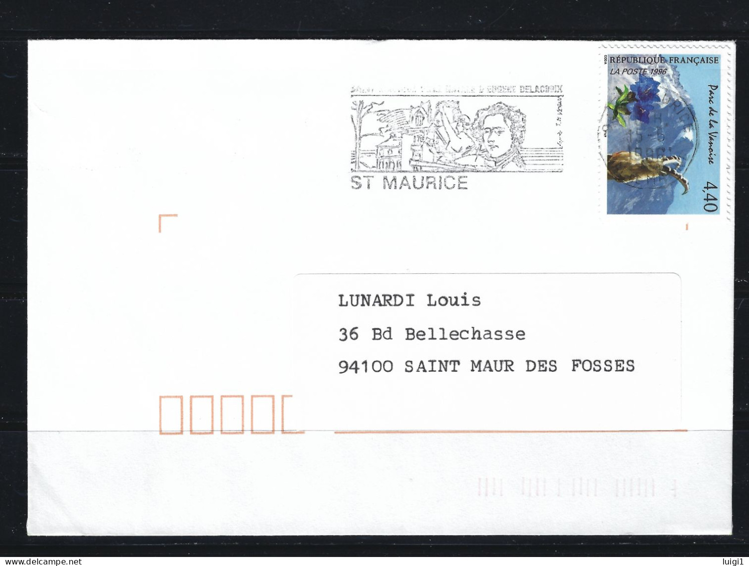 FRANCE 1996 - Y&T N°2998 - 4 F.40 Sur Lettre. Flamme D'oblitération Du 15-5-1996. 94 ST MAURICE .Val De Marne. - Storia Postale