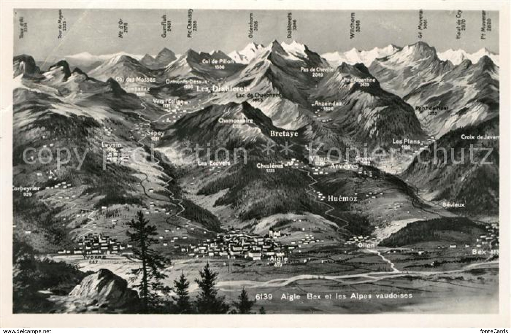 13191798 Aigle VD Bex Panoramakarte Bergkette Aigle VD - Other & Unclassified