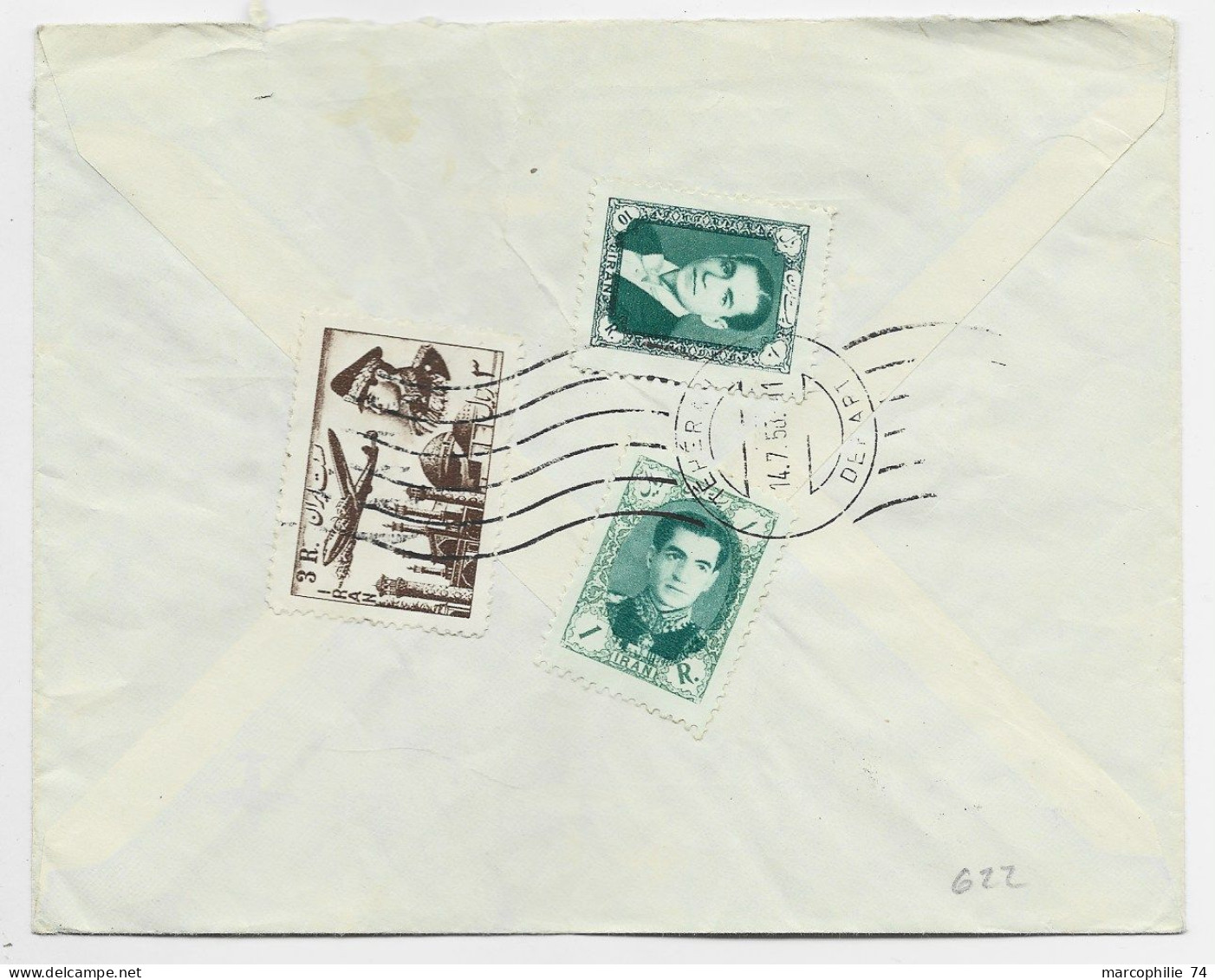PERSIA 3R+1RX2 AU VERSO LETTRE COVER AIR MAIL LEVANT EXPRESS TRANSPORT TEHERAN IRAN 1958 TO SUISSE - Iran