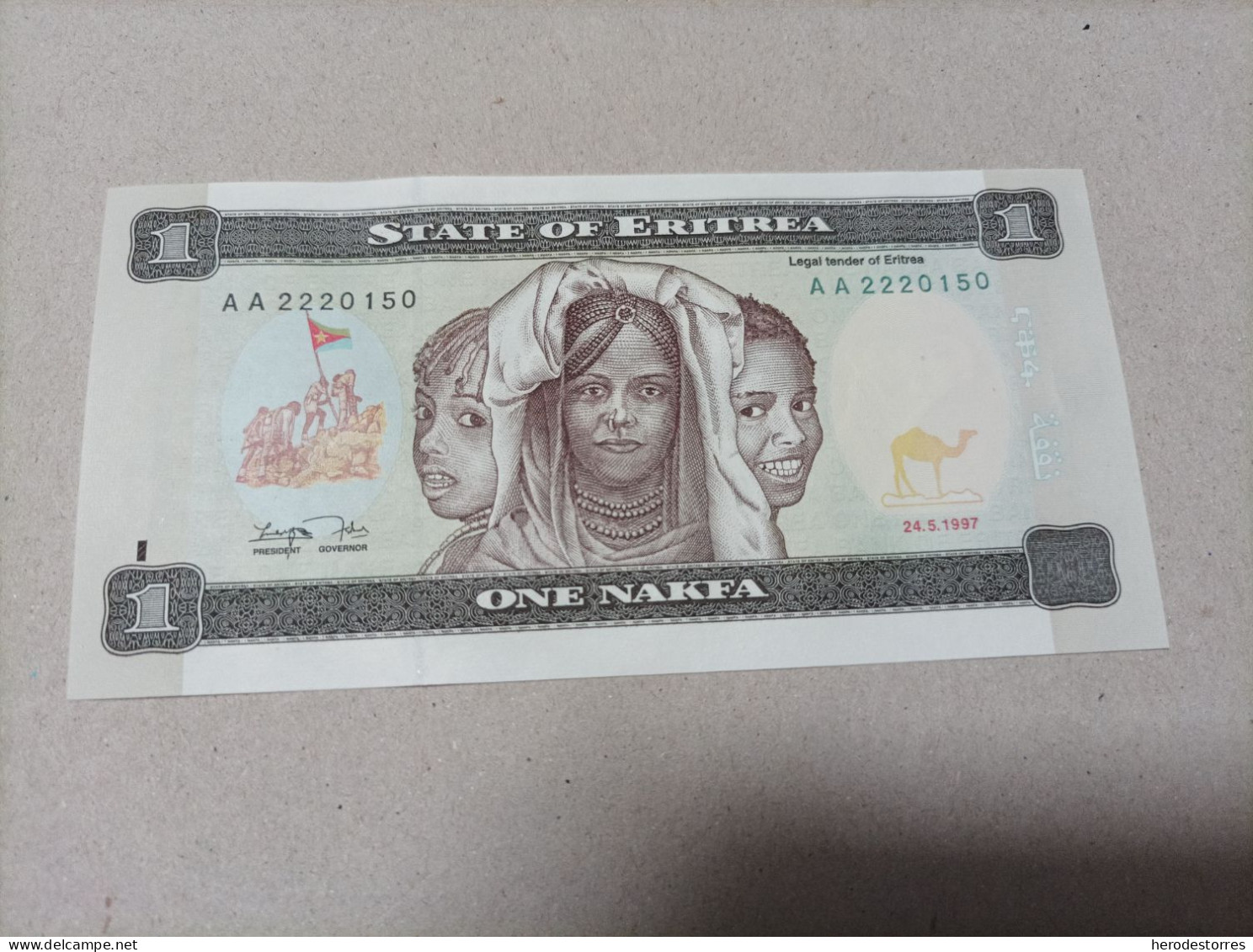 Billete Eritrea, 1 Nafka, Año 1997, Serie AA, UNC - Erythrée