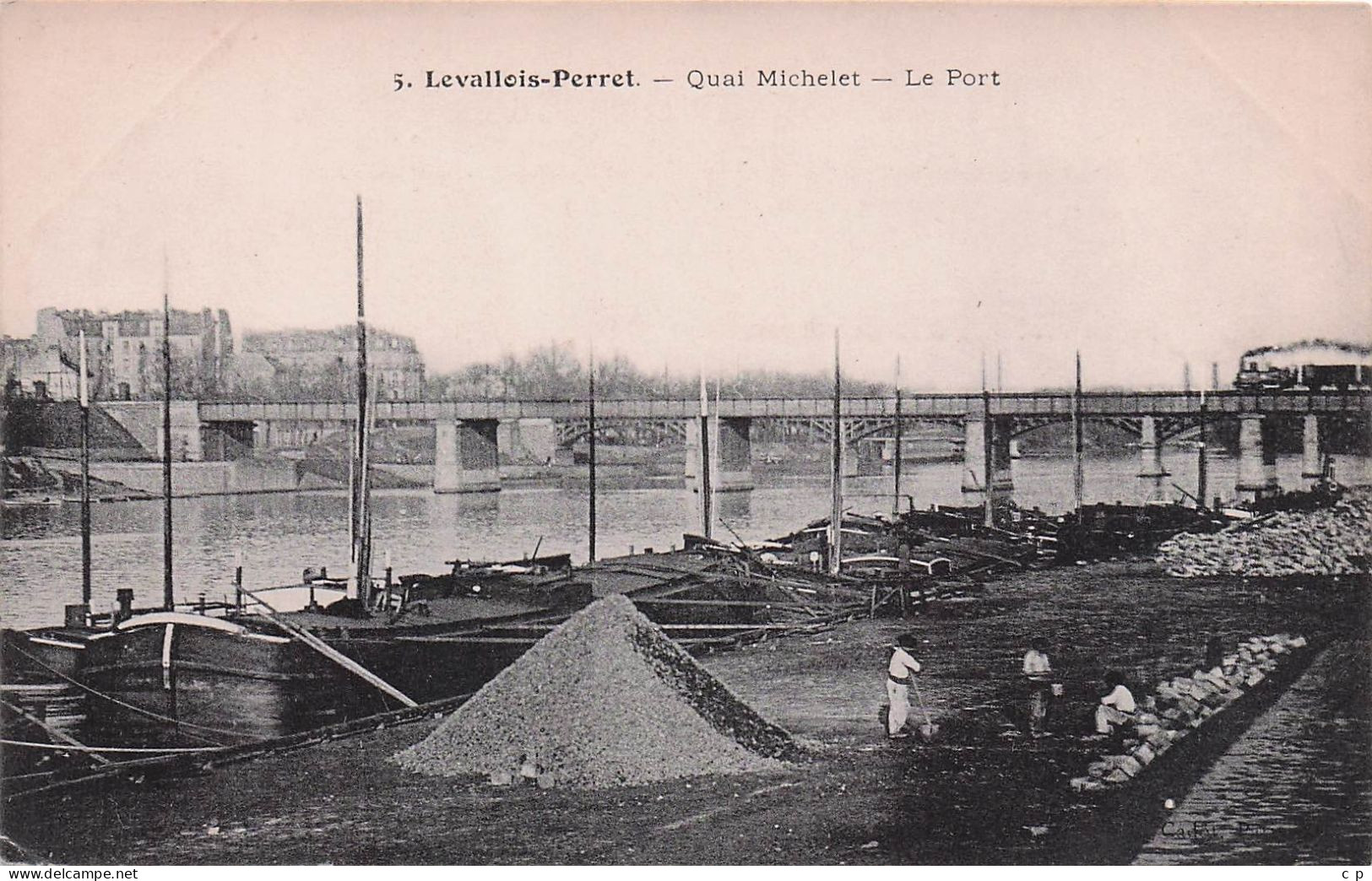 Levallois Perret  - Quai Michelet  - Peniche - Transport Sable - Materiaux - CPA °J - Levallois Perret