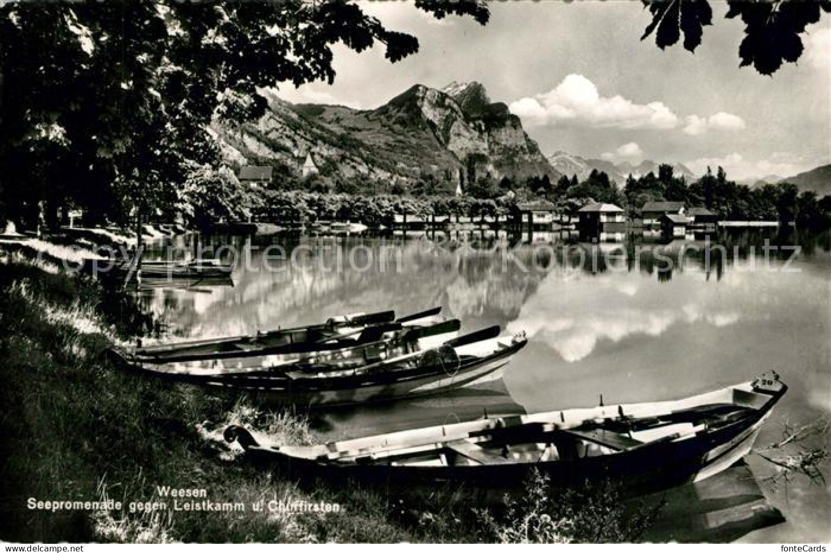 13191364 Weesen Walensee Ruderboote Panorama Weesen Walensee - Sonstige & Ohne Zuordnung