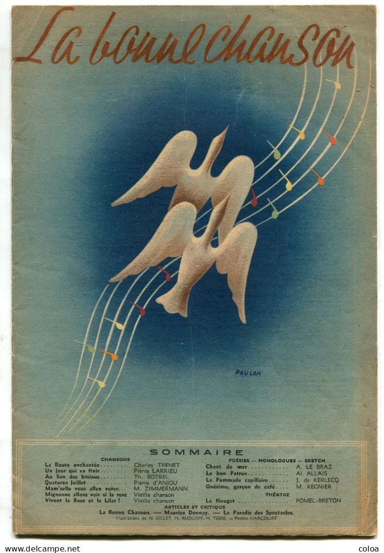Théodore Botrel « Au Son Des Binious » Charles Trenet, « La Route Enchantée », Partitions Illustrées 1945 - 1900 - 1949