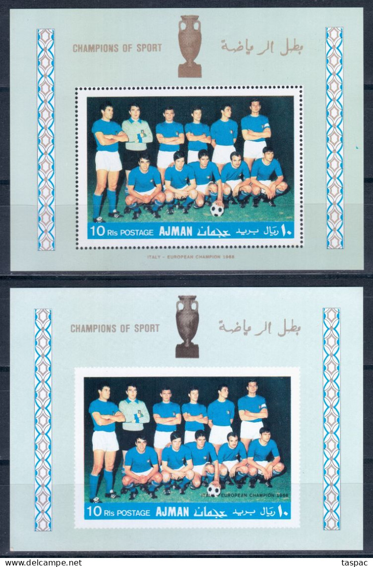 Ajman 1968 Mi# Block 56 A And B ** MNH - Perf. And Imperf. - Football / Soccer (II): Italy National Team - Other & Unclassified