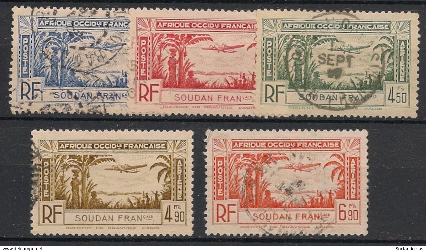 SOUDAN - 1940 - Poste Aérienne PA N°YT. 1 à 5 - Série Complète - Oblitéré / Used - Used Stamps