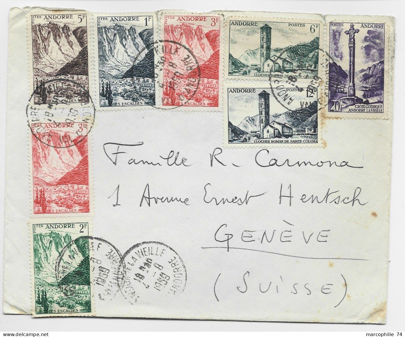 ANDORRE DIVERS LETTRE COVER ANDORRE LA VIEILLE 4.8.1959  TO SUISSE - Lettres & Documents