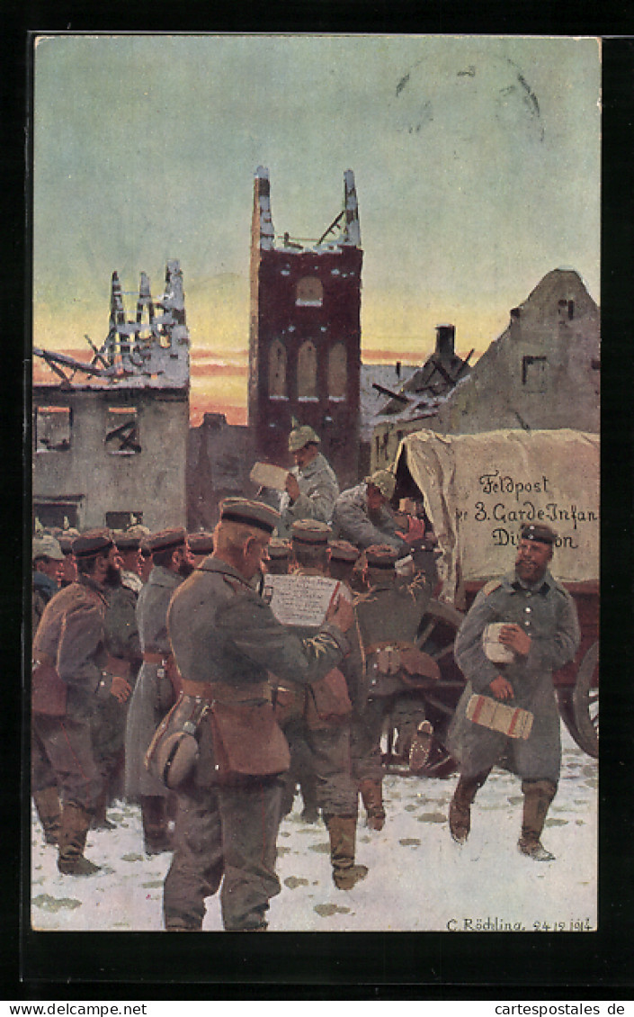 Künstler-AK C. Röchling: Feldpostwagen Der 3. Garde-Infanterie-Division Kommt An  - Autres & Non Classés
