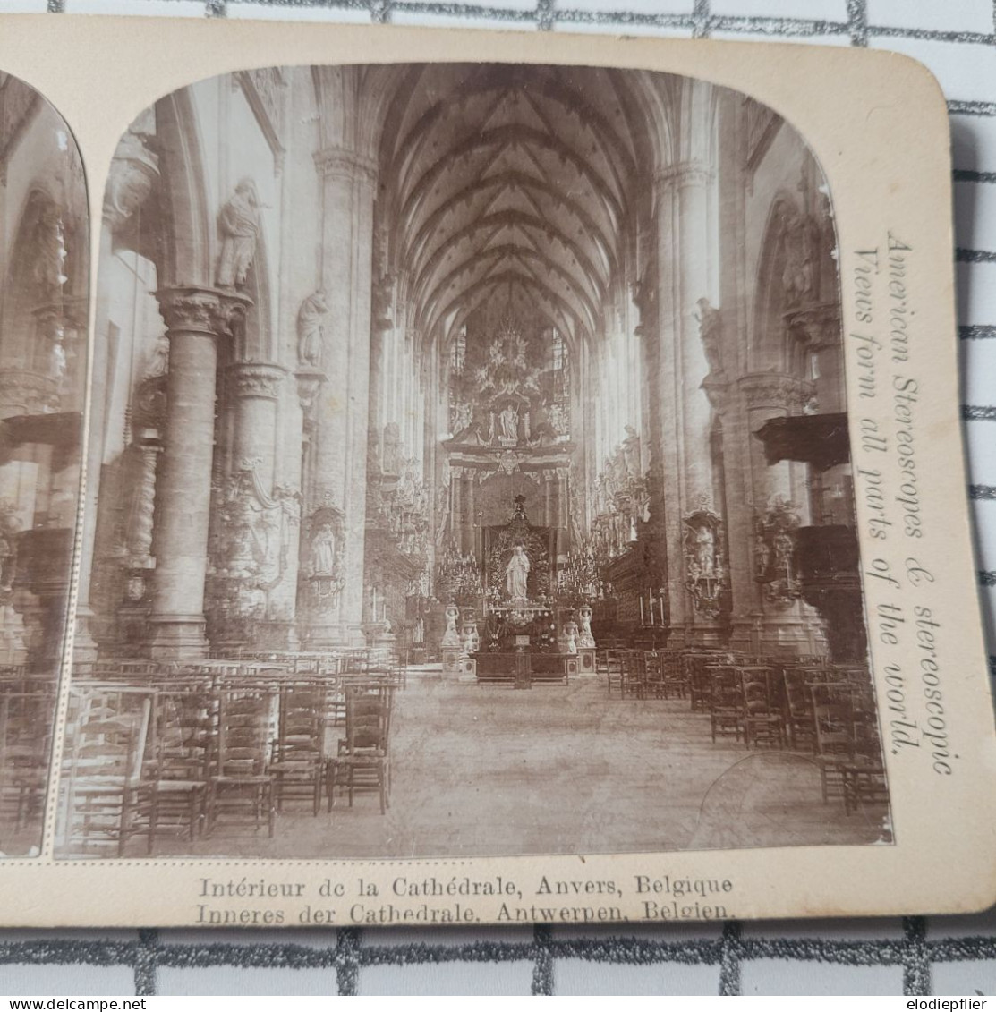 Intérieur De La Cathédrale, Anvers, Belgique. American Stereoscopes - Stereoscopi