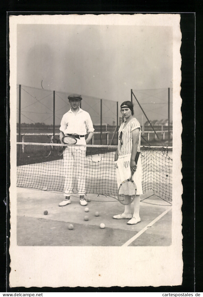 AK Paar Auf Dem Tennisplatz  - Tenis