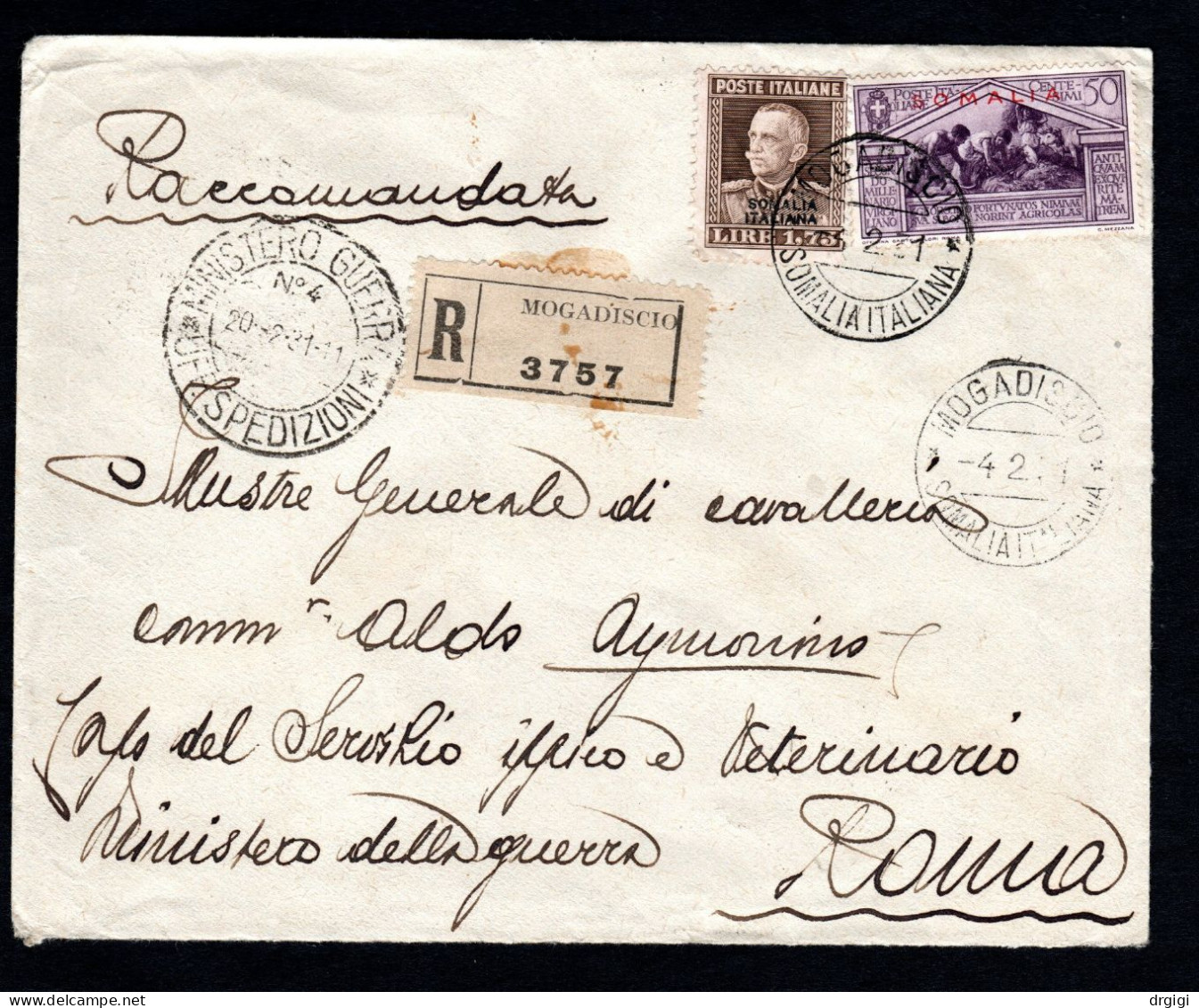 SOMALIA ITALIANA, BUSTA 1931, SASS. 118+153, MOGADISCIO X ROMA - Somalia