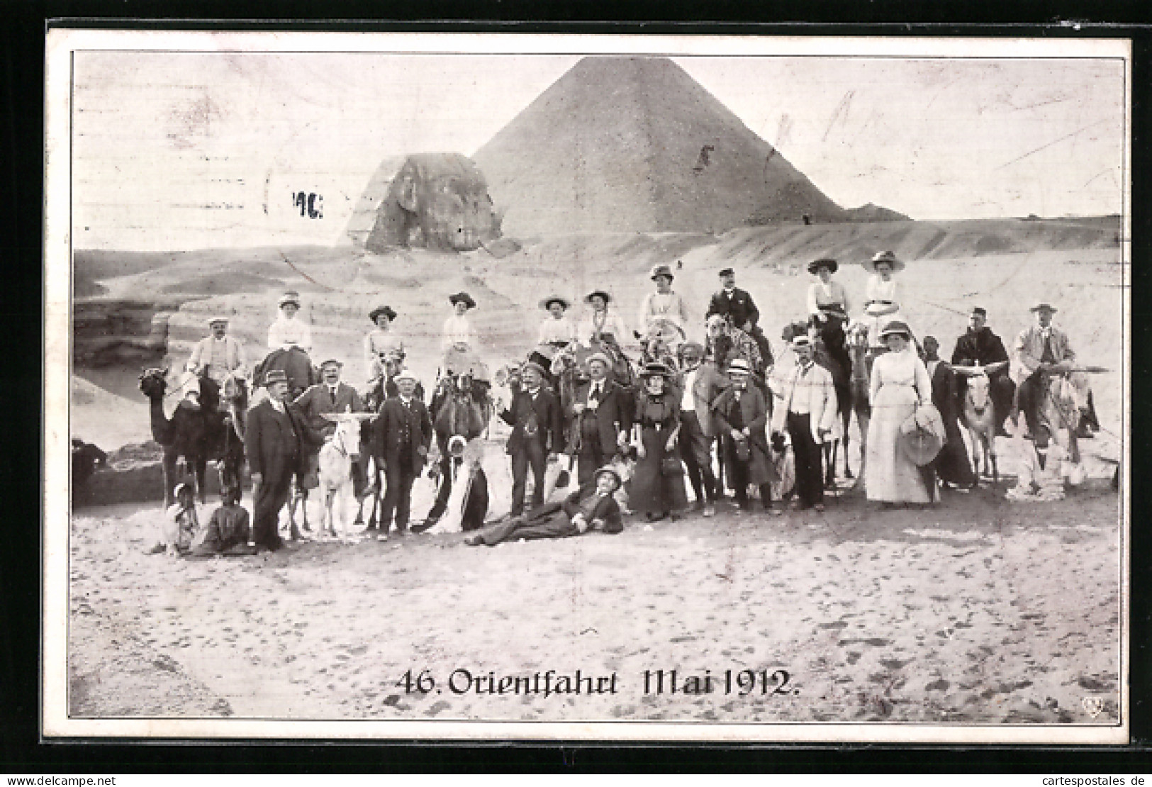 AK Expedition Orientfahrt Mai 1912, Reisegruppe Vor Der Pyramide Und Der Sphinx  - Altri & Non Classificati
