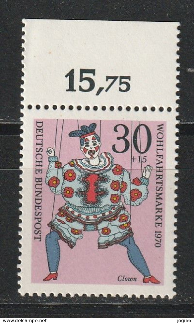 Bund Michel 652 Wohlfahrt Marionetten , Clown ** Mit Oberrand - Unused Stamps