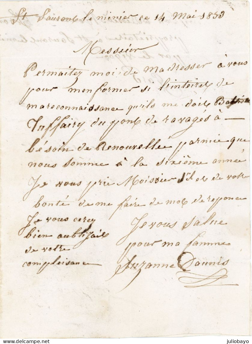 14 Mai 1853 Lac N°10 Pc 3578 Le Vigan Vers Florac " Par Le Ponpidou" - 1849-1876: Klassik