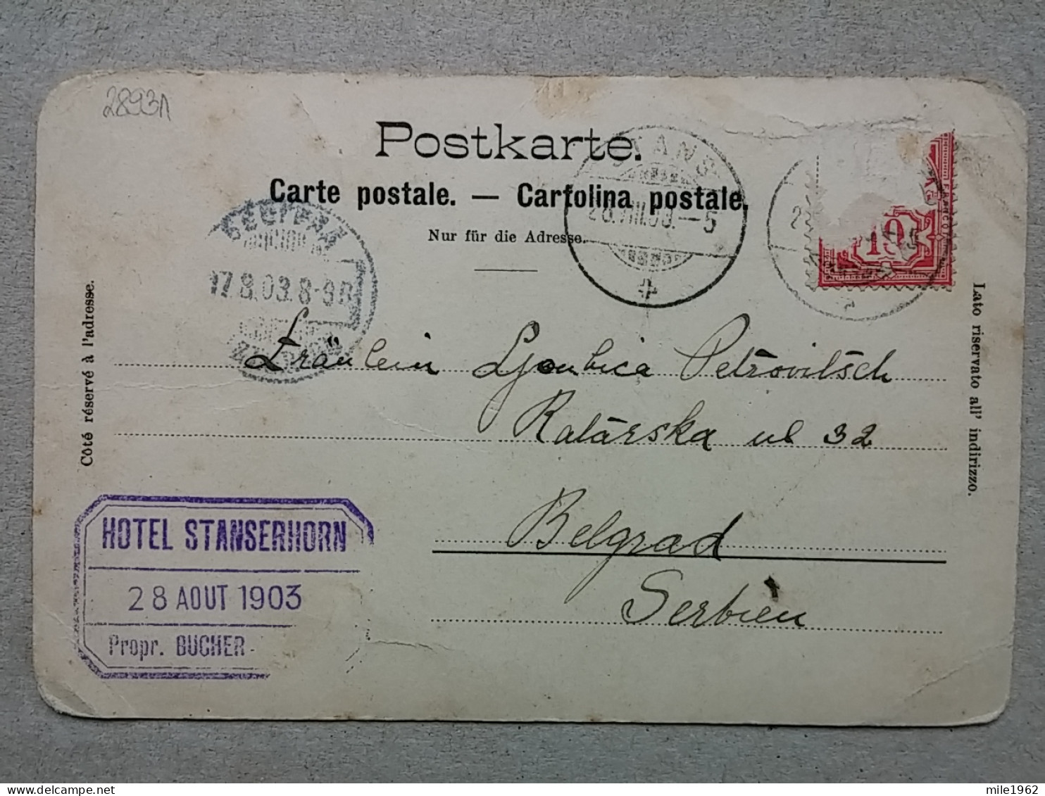 KOV 800-188 - GERMANY, STANSERHORN, BERNER ALPEN 1903 - Other & Unclassified