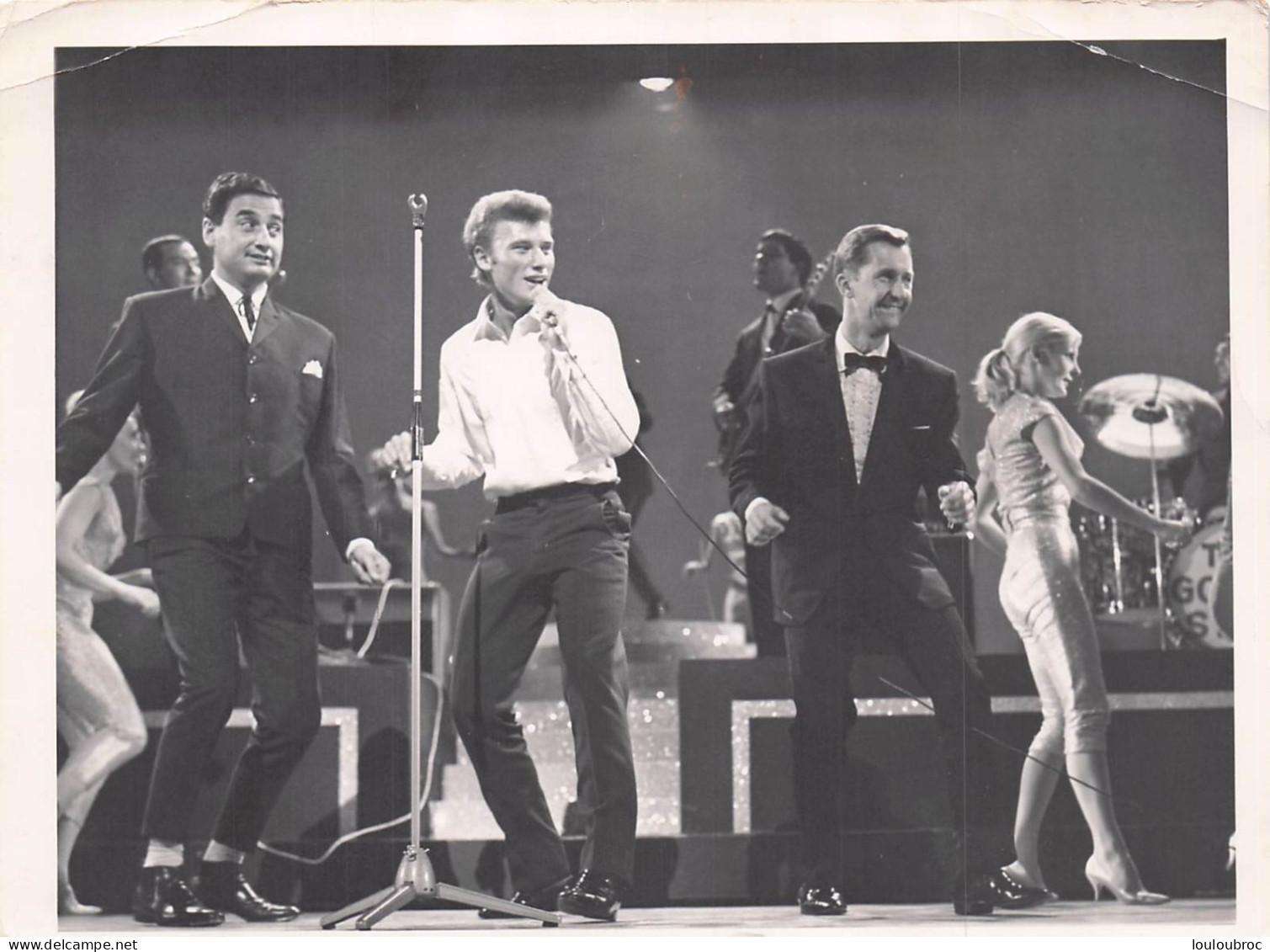 JOHNNY HALLYDAY 1962 AVEC NORMAN VAUGHAN ET BERNIE WINTERS FRANCE'S ELVIS PHOTO DE PRESSE ORIGINALE 18X12CM - Beroemde Personen