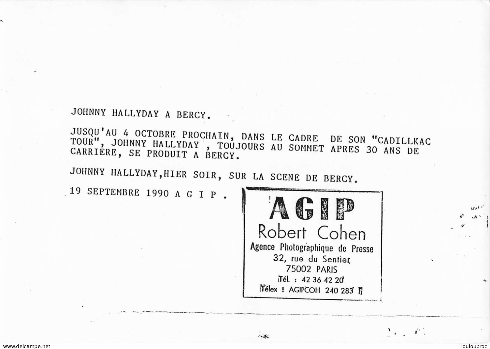 JOHNNY HALLYDAY 1990 A BERCY PHOTO DE PRESSE ORIGINALE 18X12CM R2 - Berühmtheiten