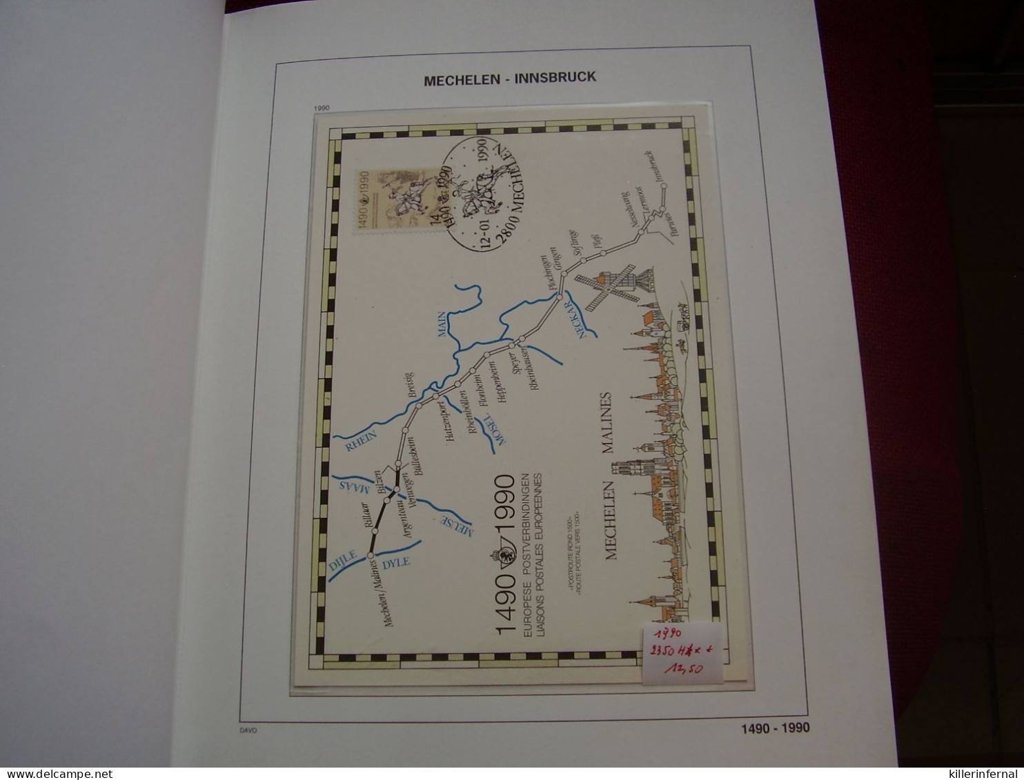 Timbres Belgique Carte Souvenir  Malines Innsbruck HK 2350  500e Anniversaire Liaison Postale Européenne - Cartas & Documentos