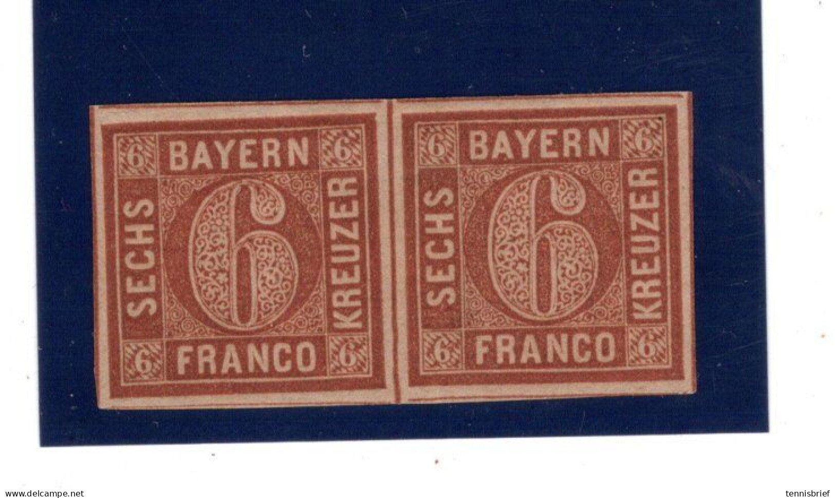 1850, 6 Kr. Braun, Breitrandiges Paar, Ungebr. , Origionaler Gummi , Mi. 180,-  #169 - Mint