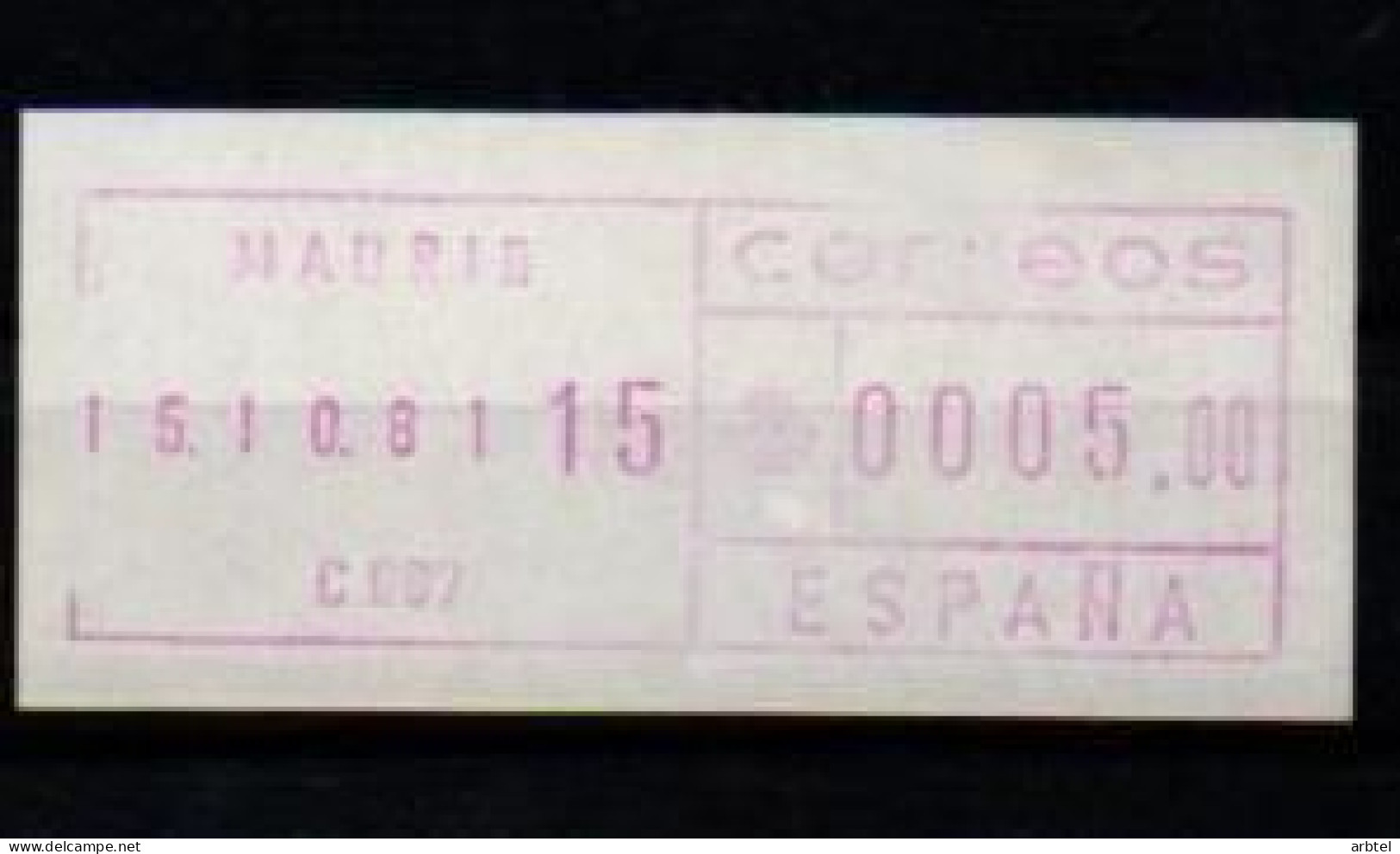 ESPAÑA SPAIN ATM FRAMA SG-15 1981 MAQUINA C007 - Unused Stamps