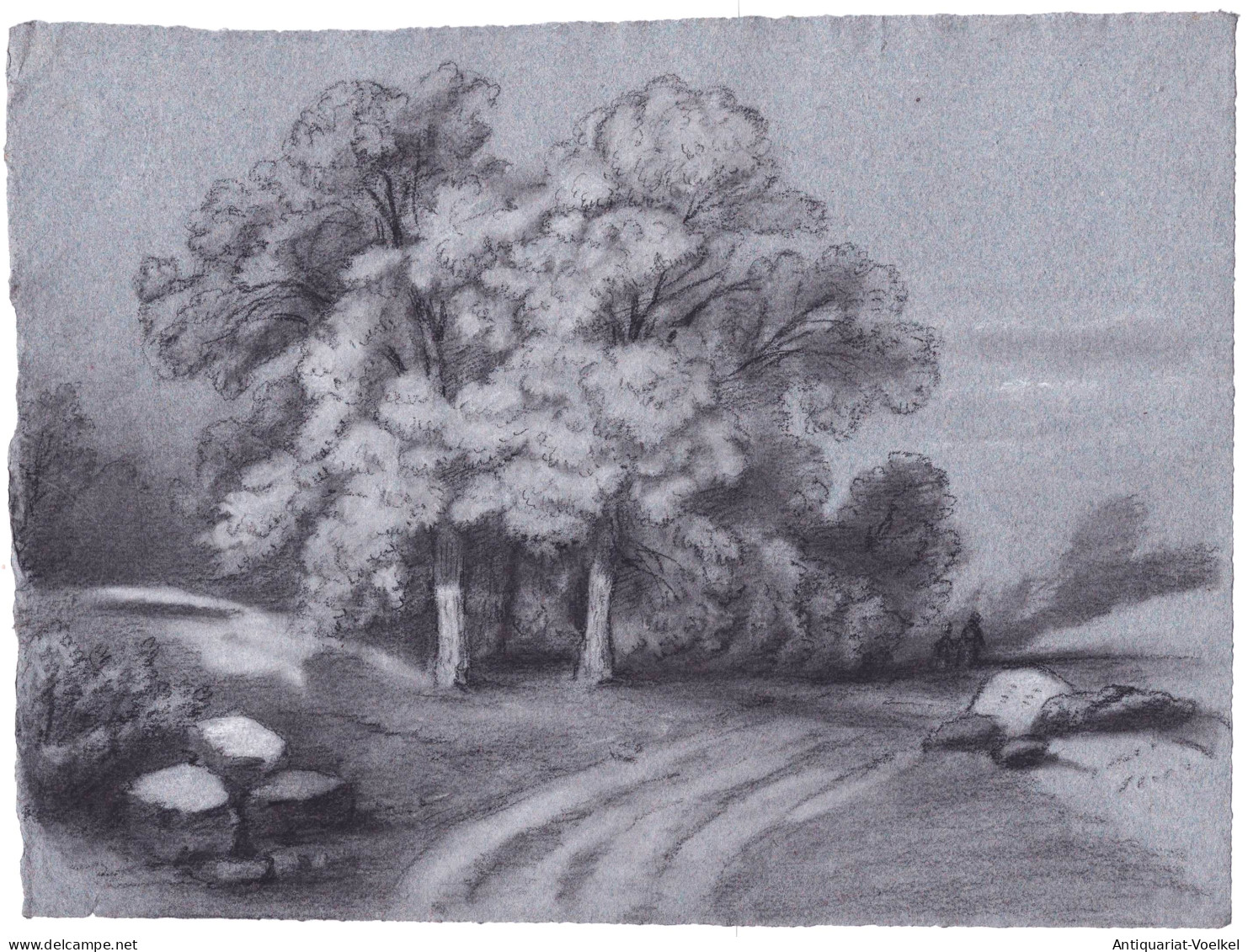 (Landschaft Mit Bäumen / Landscape With Trees) - Zeichnung Dessin Drawing - Prints & Engravings