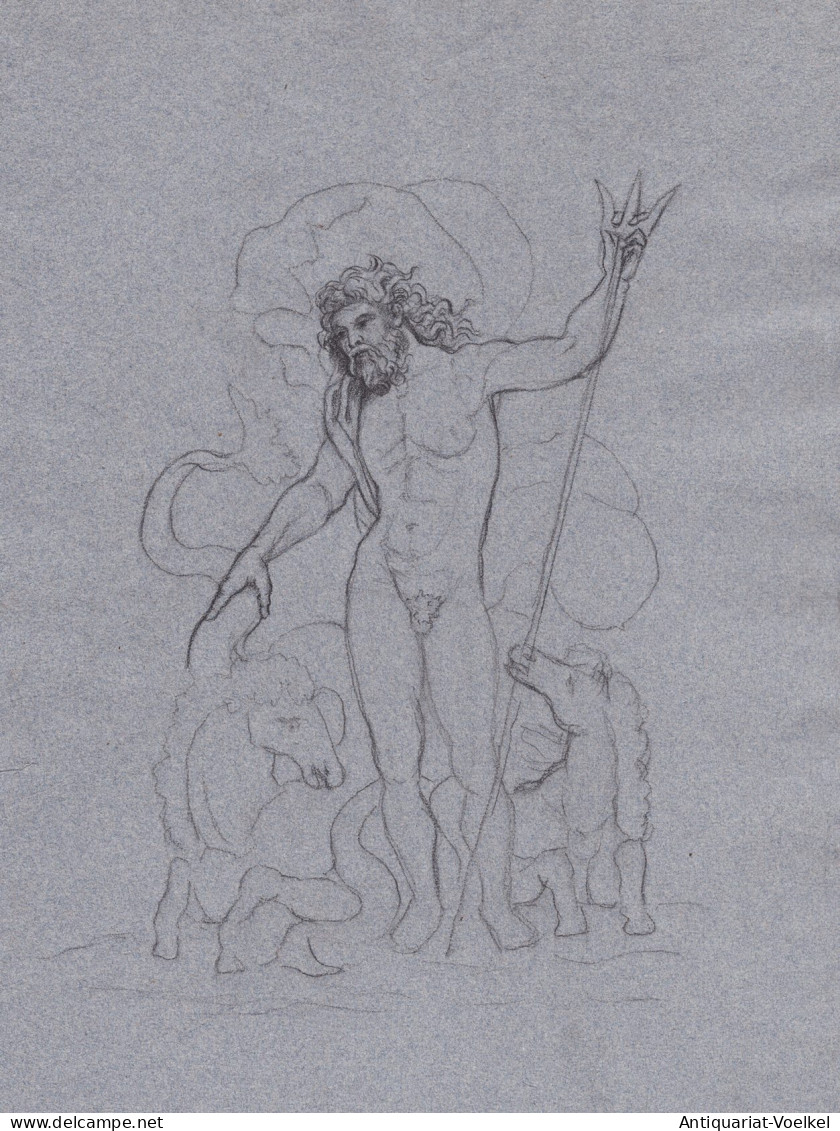 (Poseidon Neptun) - Mythologie Mythology / Zeichnung Dessin Drawing - Estampes & Gravures