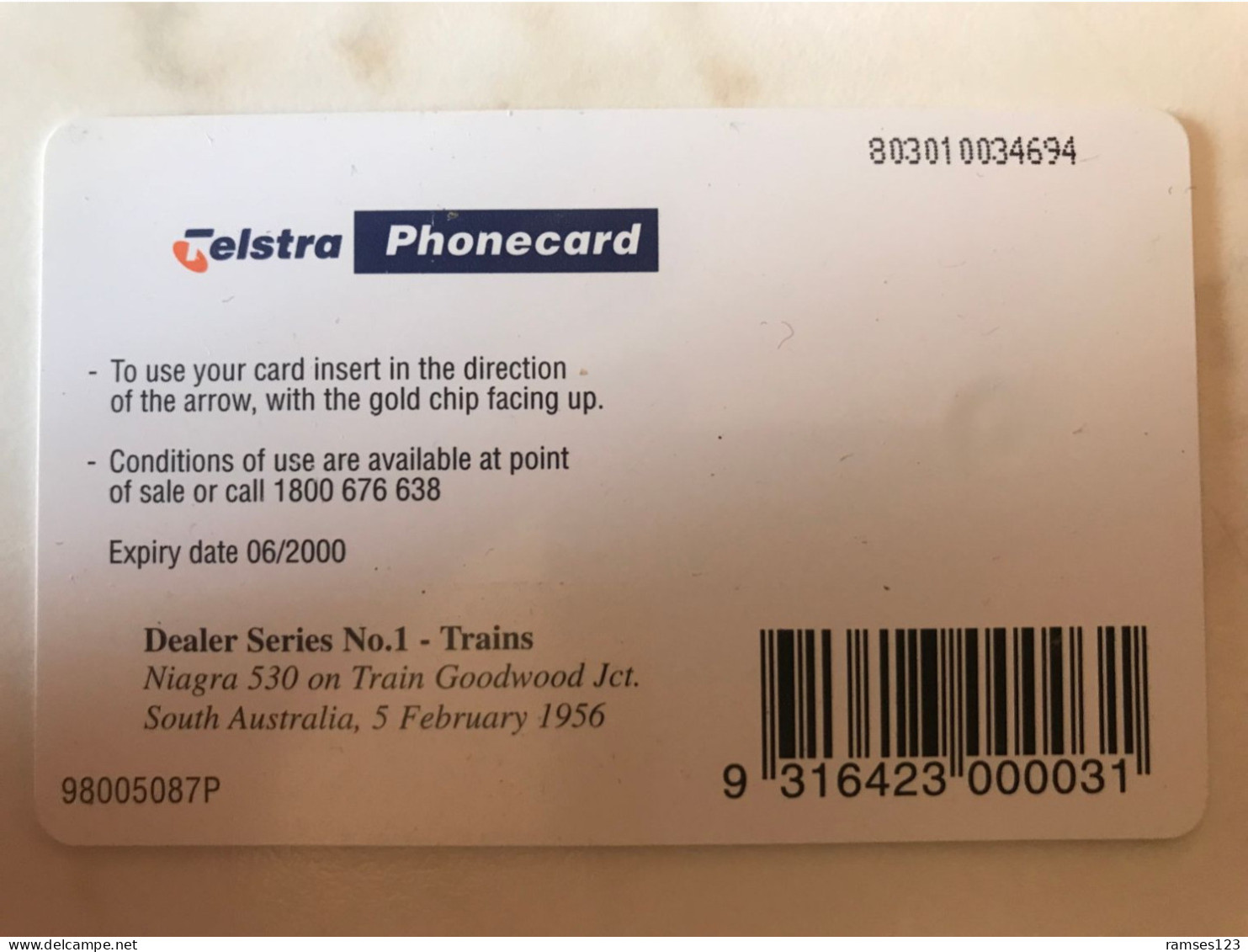 AUSTRALIA  CARD TELSTRA   MINT  TRAIN   LOCOMOTIVE 1000 EX - Australie