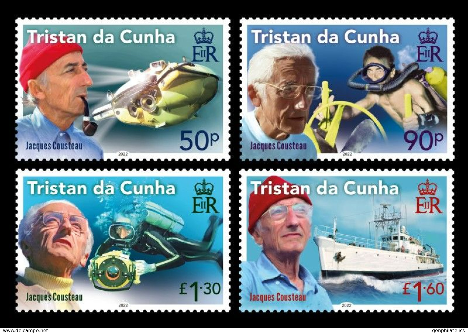 TRISTAN Da CUNHA 2022 PEOPLE The Legacy Of JACQUES COUSTEAU - Fine Set MNH - Tristan Da Cunha