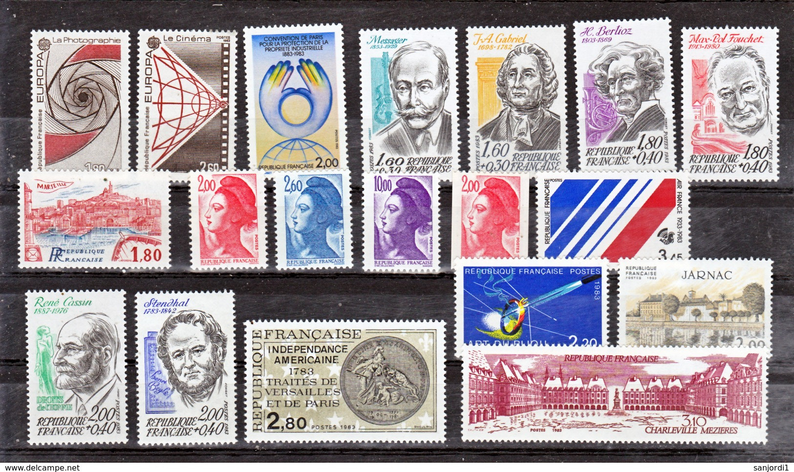 France 1983 2252 2298 Année Poste Neuf ** TB MNH SiN CHARNELa Faciale 19 - 1980-1989