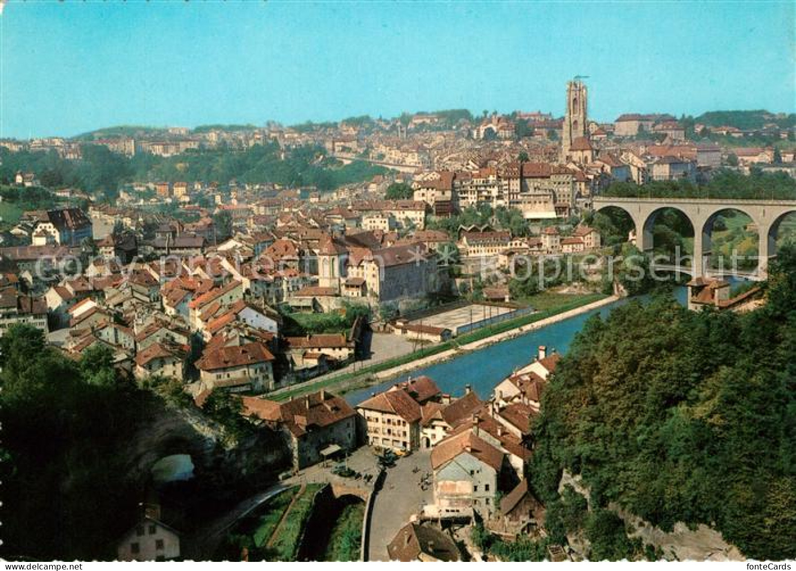 13164574 Fribourg FR Fliegeraufnahme Zaehringer Bruecke Fribourg - Otros & Sin Clasificación