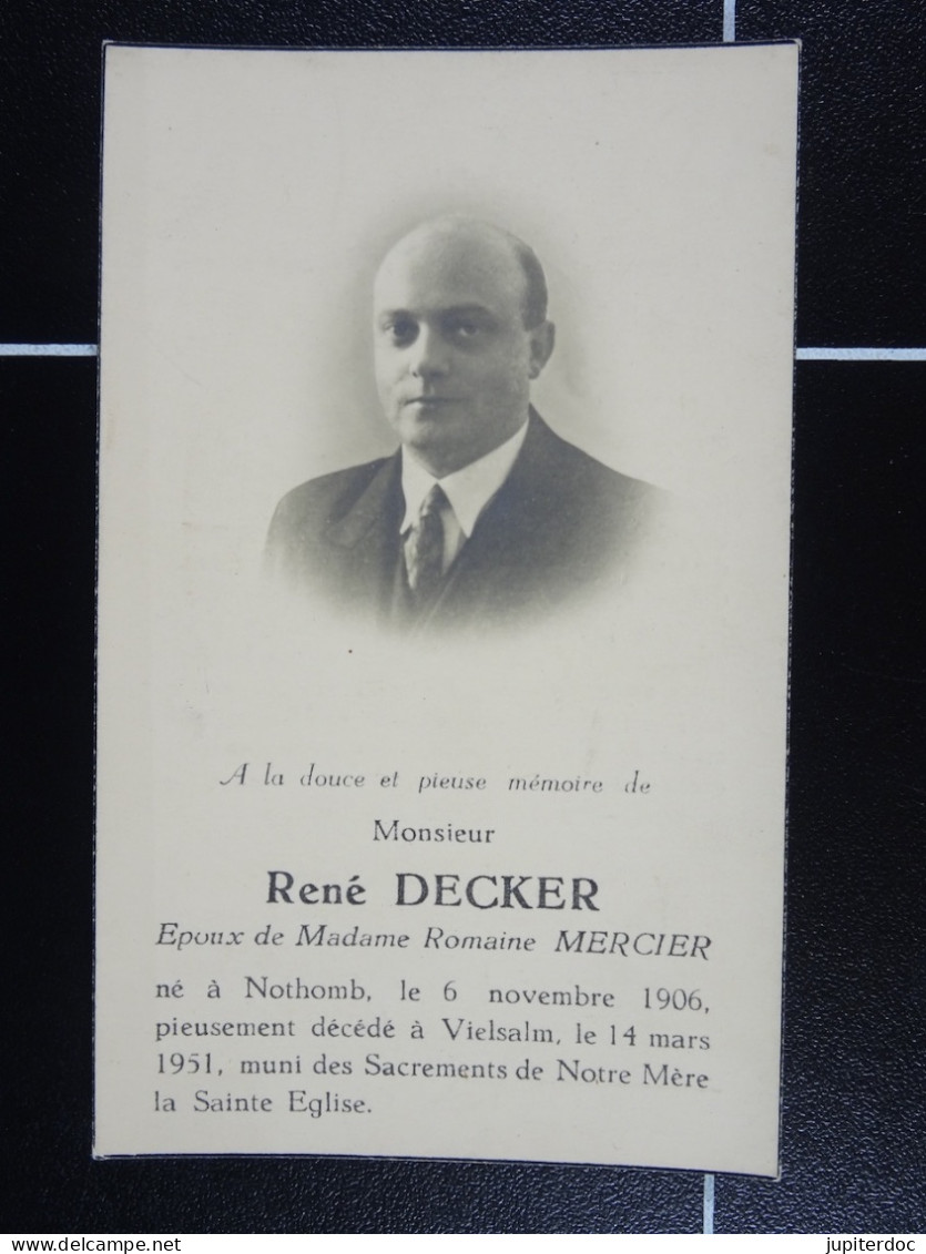 René Decker épx Mercier Nothomb 1906 Vielsalm 1951 - Andachtsbilder