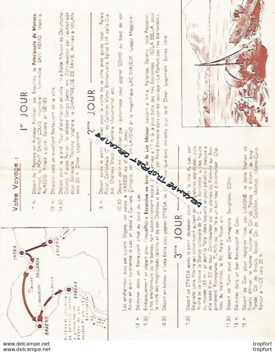 E1 / Tourist Brochure / Dépliant Touristique 3 Lacs Italiens AUTOCAR Bus PULLMAN Nice A Nice - Reiseprospekte